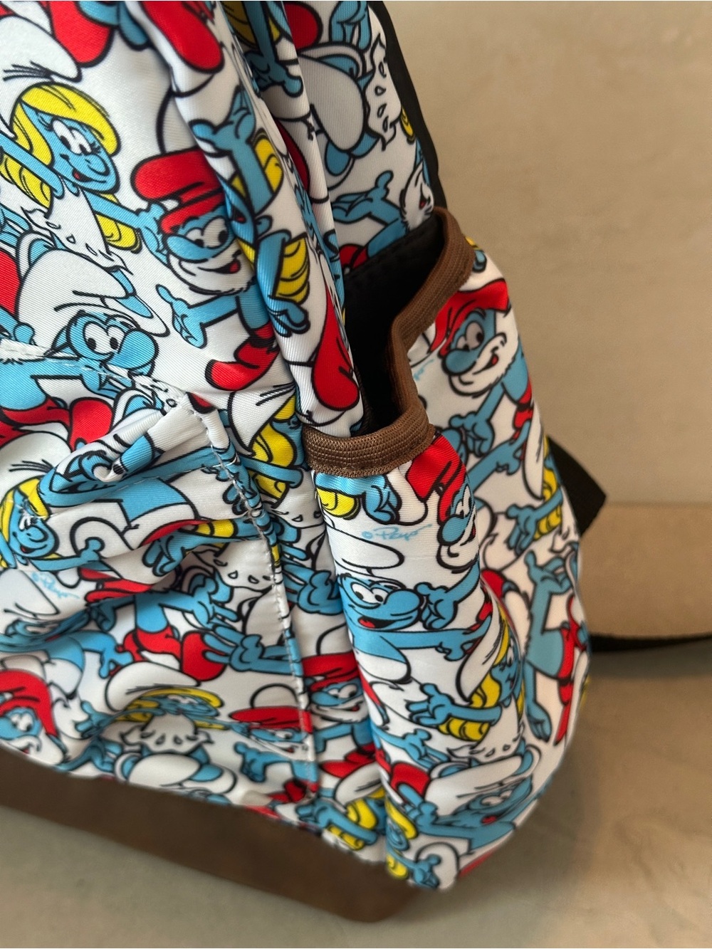The Smurfs Backpack Allover Smurf Collage Design Laptop Pocket Front Pocket - Picture 3 of 10